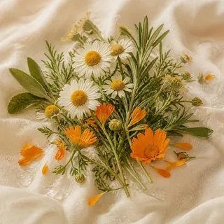 ピーリングに使われるハーブや花のイメージ